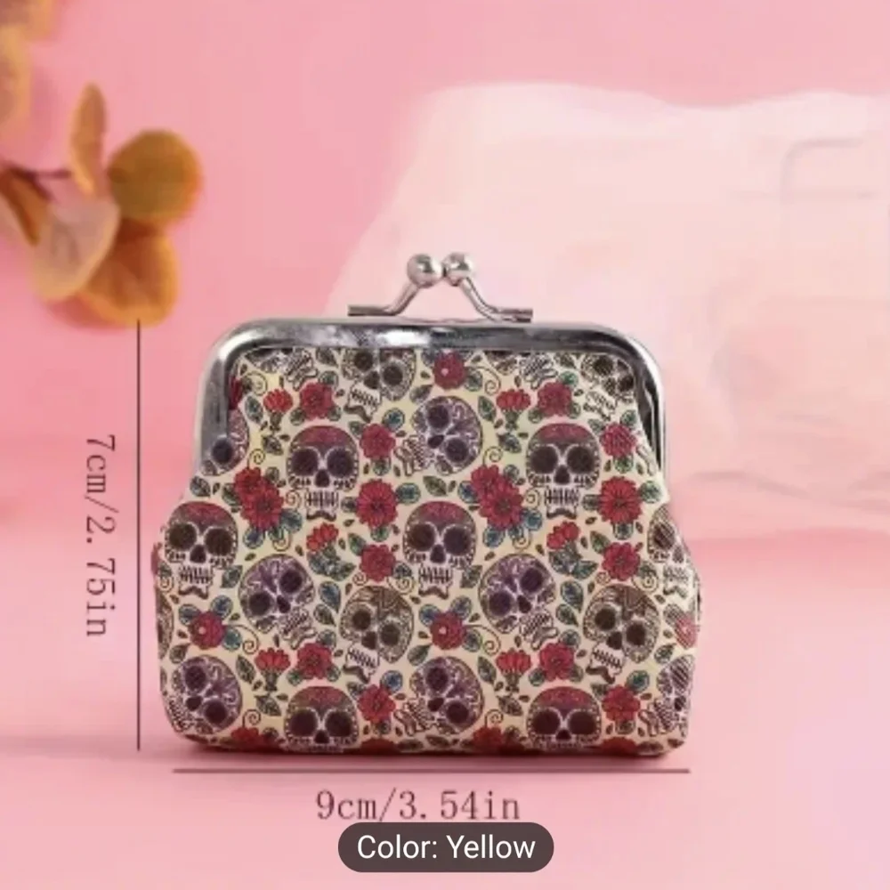 1pc Girl's Skull Patterned Cartoon Purse, Creative Printed Mini Wallet, T9MIS